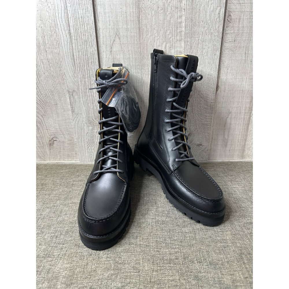 Sperry x John Legend Mens Sz 10 Tall Black Leather Lace-Up Boots w/ Side Zipper